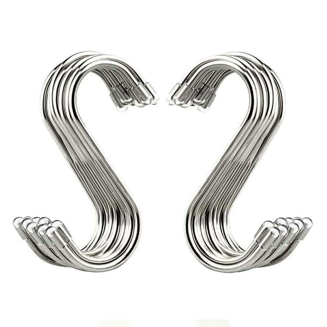 Ganchos Evob, paquete de 20, acero inoxidable en forma de S, 3,4"
