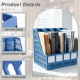 thumbnail image 5 of SAYEEC Blue Plastic 4-Compartment Vertical Desk File Organizer, Magazine & Document Storage for Office Home, 5 of 7
