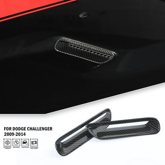 CheroCar Engine Cowl Hood Scoop Outlet Trim Hood Air Vent Cover for Dodge Challenger 2009-2014,Black