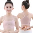 thumbnail image 4 of Wuxian Girls Bralette Spaghetti Strap Y Back Training Bras For Teens Racerback Yoga Bra Comfort Crop Top Lightweight Seamless Kids Bra,Light Pink, 4 of 4