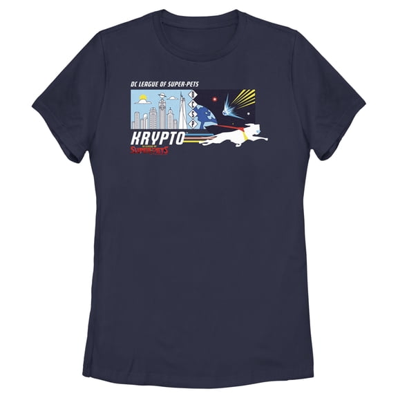Women's DC League of Super-Pets Krypto Meteor Graphic Tee Navy Blue 2X Large