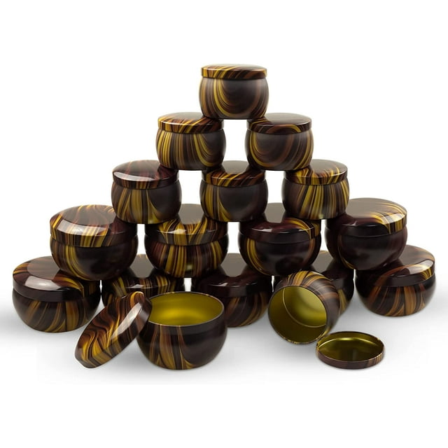 24 Pack (12 Pack 8oz +12 Pack 4OZ) Boîtes à Bougies en Vrac avec Couvercles à Enfiler, Contenants Métalliques Ronds pour Faire des Bougies, Arts et Artisanat, Rangement, Cadeaux, et Plus - Pots à Bougies Vides avec Couvercles