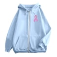 thumbnail image 6 of Breast Cancer Awareness Hoodies for Women Long Sleeve Loose Casual Zip Up Jacket Hooded Sweatshirt with Pockets, 6 of 8