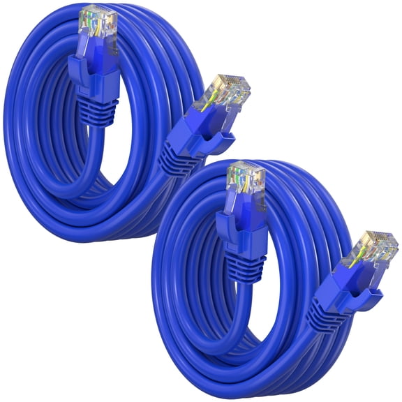Maximm Cat 6 Ethernet Cable 15 ft (2-Pack) - High-Speed LAN Cable, Internet Cable, Patch Cable, and Network Cable - UTP, 10Gbps, 550MHz Cat6 Cable - Blue