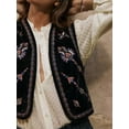 thumbnail image 6 of Suagox Women’s Embroidered Vest Tops Classic Sleeveless Open Front Cardigan Velvet Vest Fall Outwear, 6 of 9