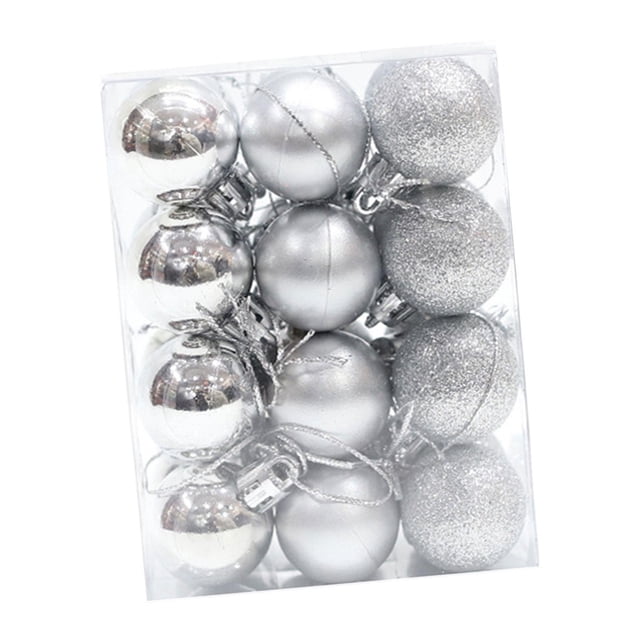24 Piezas Adornos de Bolas Colgantes para de Navidad Juego de Decoración de de Navidad Adornos Navideños para Fiesta de Cumpleaños Fiesta Plata