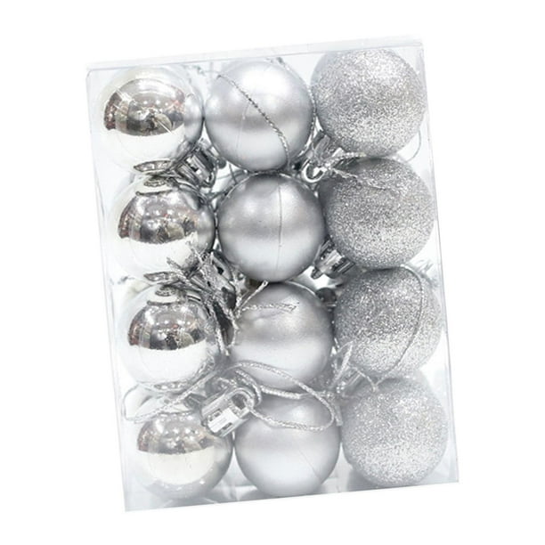 24 bolas colgantes para árbol de Navidad, adornos decorativos para árbol de Navidad Plata