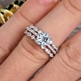 thumbnail image 5 of 1.75 Carat 3Pcs Wedding Ring Set Aquamarine Engagement Ring Round Cut Art Deco 10k White Gold, 5 of 5