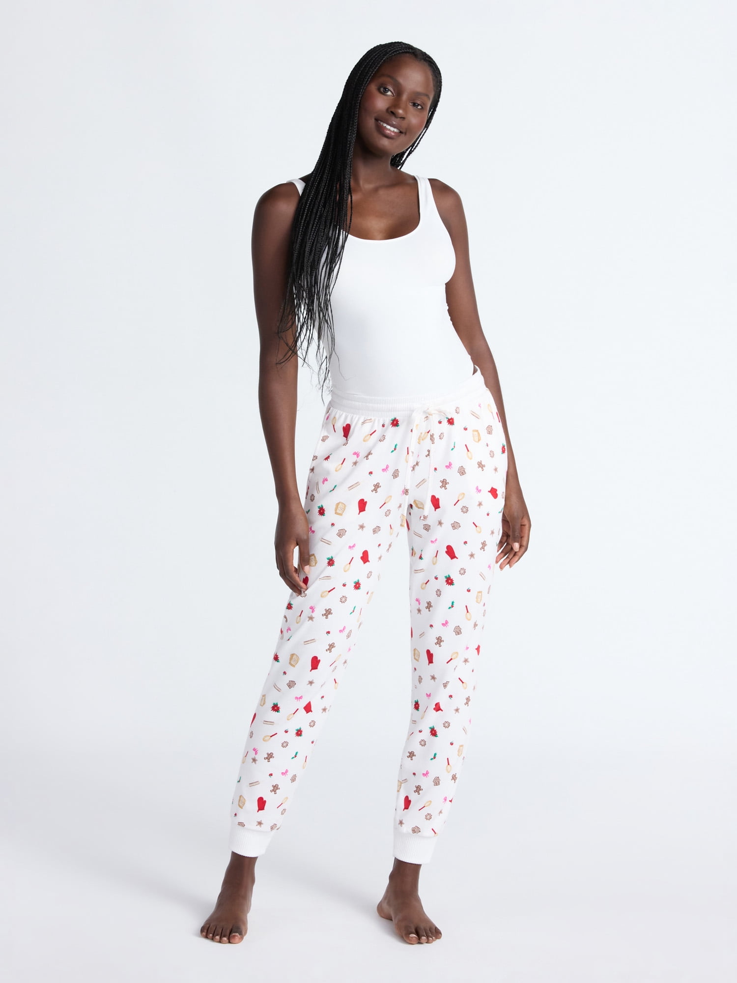 Joyspun Women's Cozy Lounge Collection Hacci Knit Sleep Joggers, 29'' Inseam, Sizes XS-3X