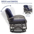 thumbnail image 4 of Patio Swivel Rocker Bistro Set, 3 Piece 360° Rocking Patio Conversation Set with Thickened Cushion, 2 Patio Swivel Rocking Chairs with 1 Glass Top Table, for Garden Yard Balcony Pool Cafe (Navy Blue), 4 of 9