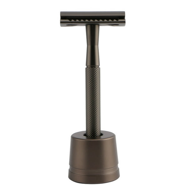 Maquinilla de afeitar manual antigua Maquinilla de afeitar de seguridad de metal con soporte para maquinilla de afeitar Maquinilla de afeitar ecológica y reutilizable Se adapta a la mayoría de las