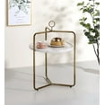 thumbnail image 5 of Steve Silver Miro White Faux Marble and Gold Metal Side Table, 5 of 5