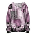 thumbnail image 5 of Chandails d'Automne et d'Hiver Grande Taille pour Femmes Chandails pour Femmes Décontractés Rétro à Texture d'Impression Contrastante Chandail à Capuchon Chemise Chandails à Capuchon Amusants Rose G, 5 of 5