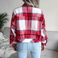 thumbnail image 5 of Womens Flannel Shacket Jacket Casual Plaid Wool Blend Button Down Long Sleeve Shirt Fall Clothes Outfits, 5 of 5