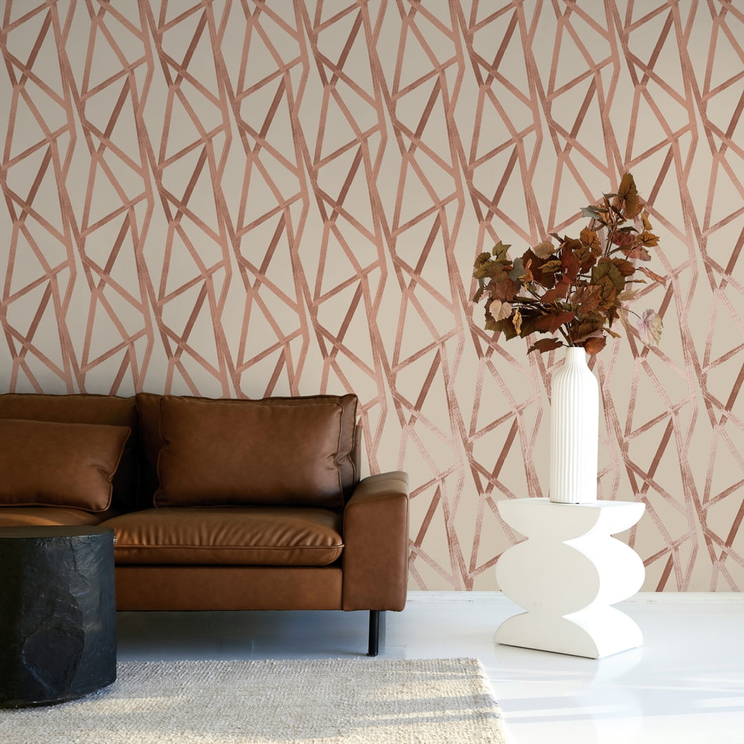 Tempaper x Genevieve Gorder Metallic Bronze Intersections Peel and Stick Wallpaper, 20.5" x 16.5'