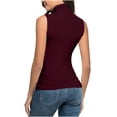 thumbnail image 7 of Sleeveless Turtlenecks Tank Tops for Women Tunic Plus Size Mock Neck Side Pleated Soft Basic Stretch Slim Blouses, 7 of 7