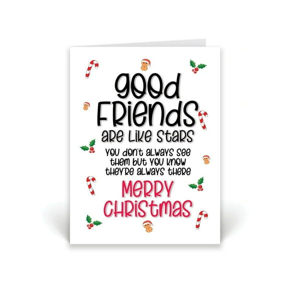 Good Friends Christmas Card – "Good Friends are Like Stars" Design – Perfect Holiday Greeting with Sweet Message for Friends and Loved Ones