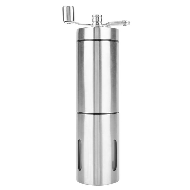 Molinillo de café manual de acero inoxidable con forma triangular, herramienta manual para moler granos de maíz y granos.