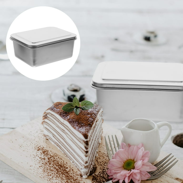 1 Set Tiramisu Cake Pan Stainless Steel Baking Pan with Lid Cake Baking Mold Stainless Steel Box, Size: 14x11.5x6cm