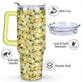 thumbnail image 3 of 40oz Yellow Lemon Pattern Stainless Steel Flip Straw Tumbler Spill Proof Travel Cup Double Wall Vacuum Insulated Coffee Mug with Top Handle, 3 of 6