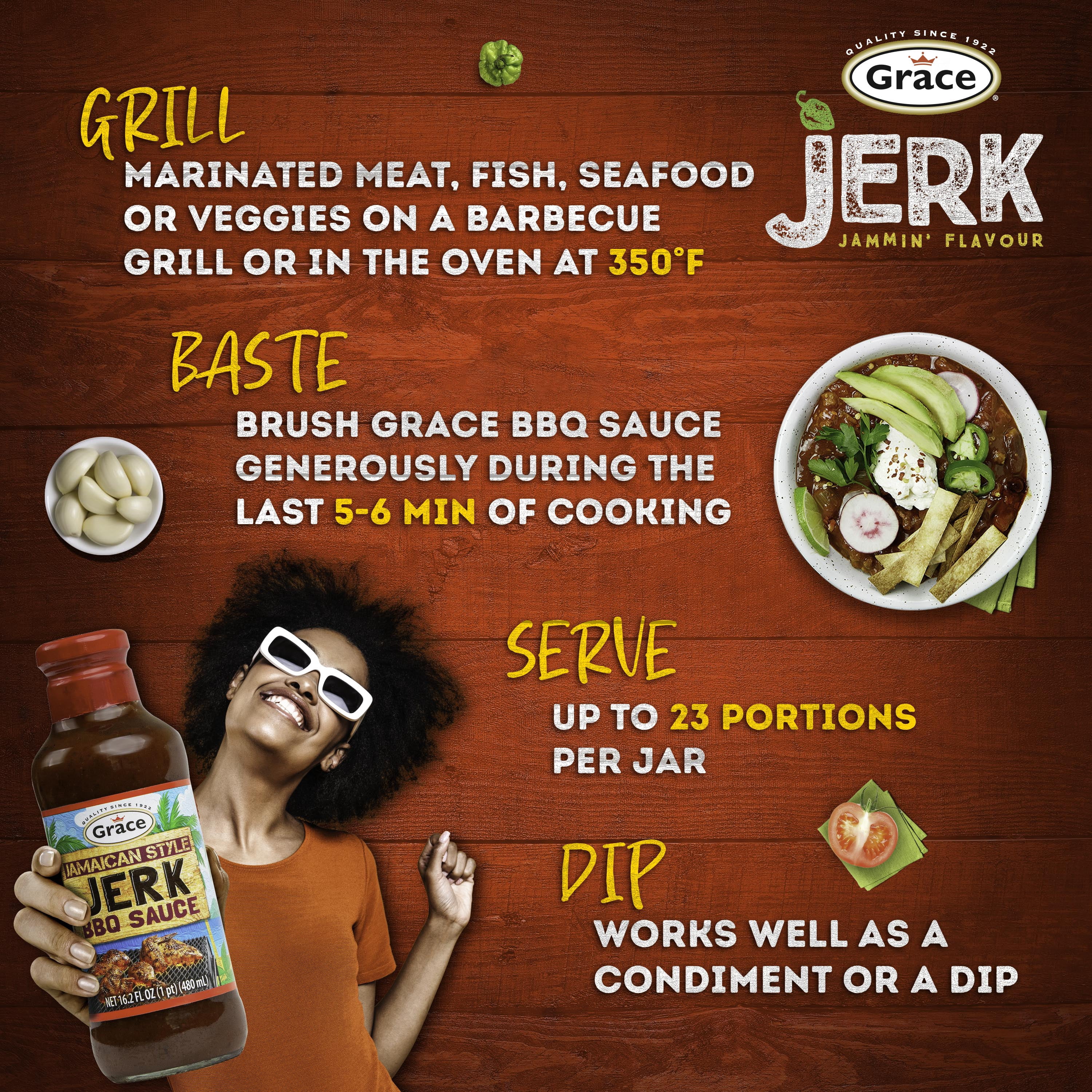 (3 pack) Grace Jamaican Jerk BBQ Sauce 16 oz