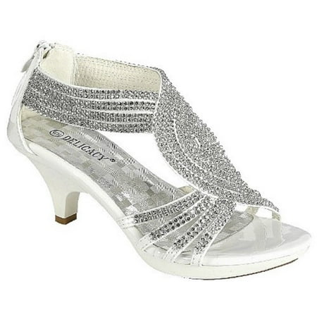 Heel Bridal Evening Shoes (Angel-37 Women Party Evening Dress Bridal Wedding Rhinestone Platform Kitten Heel Sandal Shoes)