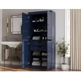 thumbnail image 2 of 100% Solid Wood 32" W Bathroom Storage Cabinet with Solid Doors, 2-Drawers and Adjustable Shelves, Navy Blue Bathroom Floor Cabinet, 2 of 7