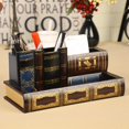 thumbnail image 3 of Coofit Desk Organizer Wood Vintage: Library Book Design Pencil Holder Makeup Organizer, 3 of 10