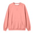 thumbnail image 6 of Womens Crewneck Sweatshirt Oversized Long Sleeve Casual Fall Outfits Long Sleeve Trendy Pullover Tops with Pockets (Pink XL), 6 of 6