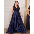 thumbnail image 2 of AURA Plus Size Deep V Neck Mermaid Evening Dress Sexy Backless Long Formal Gown, 2 of 7