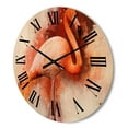thumbnail image 3 of Designart 'Abstract Portrait of Pink Flamingo II' Farmhouse Wood Wall Clock, 3 of 5