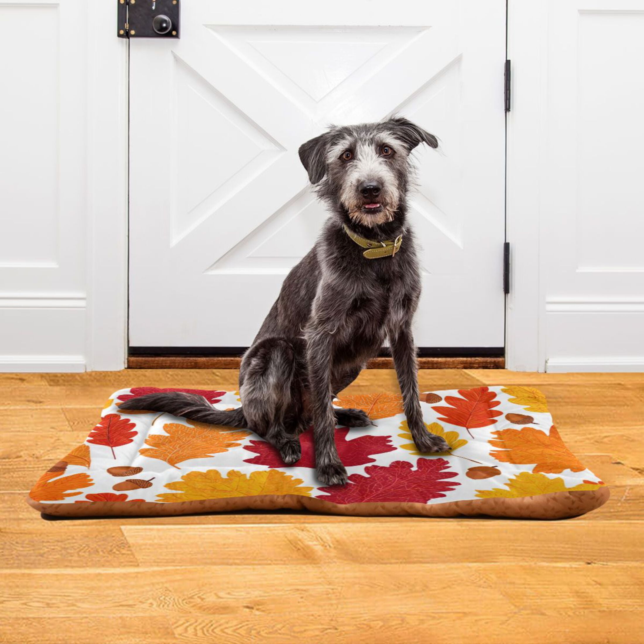 Cozy Mat Pet Bed Indoor Outdoor Warm Soft For Cat Dog Puppy(S/M) Red Orange Yellow Autumn Leaves