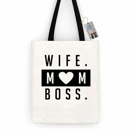 Wife Mom Boss Heart Funny Cotton Canvas Tote Bag Carry All Day