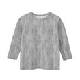 thumbnail image 3 of LTTVQM 3/4 Length Sleeve Shirts for Toddler Girls Size 5-6 Fall Trendy Floral Print Casual T Shirts Comfortable Round Neck Blouse for Girls Tops Gray 5-6 Years, 3 of 4