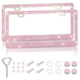 thumbnail image 1 of CUITING 2PCS Bling Car License Plate Frame  Sparkly Rhinestone Stainless Steel License Plate Cover/Holder  Universal for Most Cars  SUVs  Vehicles with Screw Set  Auto Accessories for Wom, 1 of 7
