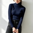 thumbnail image 5 of Xdegoge Turtleneck Tops for Women Long Sleeve Ribbed Knit Slim Fit Casual Basic Mock Neck Clothes Fall Winter Warm Comfy Layering Stretch Soft Sweaters, 5 of 9