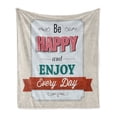 thumbnail image 1 of Be Happy Soft Flannel Fleece Throw Blanket, Be Happy and Enjoy Everyday Message Vintage Style with Smiling Faces Print, Cozy Plush for Indoor and Outdoor Use, 50" x 60", Multicolor, by Ambesonne, 1 of 6