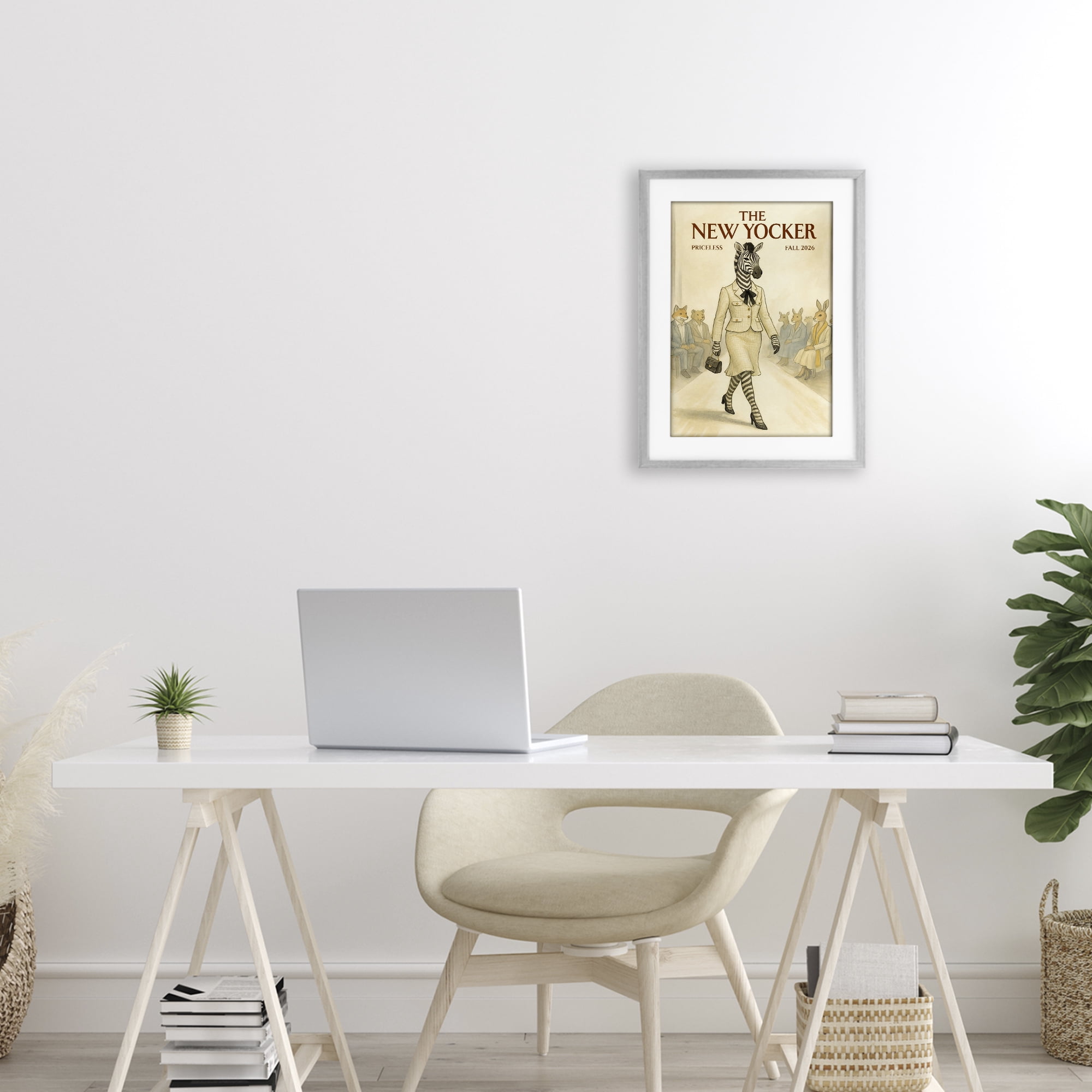 Stupell Industries New Yocker Zebra Model Gray Framed Print Under Glass, design by Grotto Studios