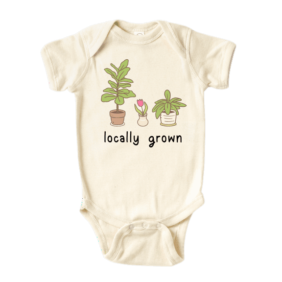 Locally Grown Succulents Plant Baby Shirt Premium Custom Baby Clothes Unisex Baby Announcement Gift for Mom Newborn Outfit 3-6m Natural