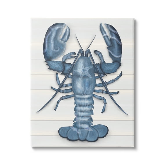 Stupell Industries Detailed Blue Lobster Starfish Botanical Motif Panels Graphic Art Gallery Wrapped Canvas Print Wall Art, Design by Darlene Seale