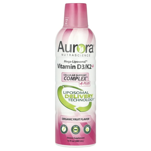 Aurora Nutrascience Mega-Liposomal™, Vitamin D3/K2  Plus Vitamin C, Organic Fruit, 16 fl oz (480 ml)