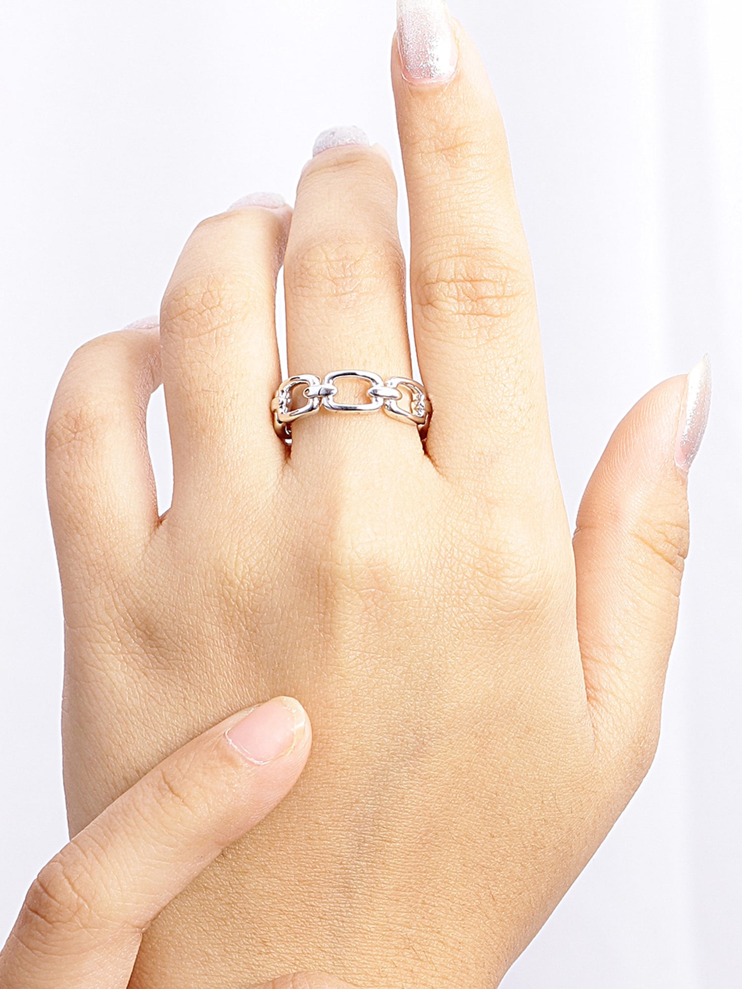 JewelersClub Sterling Silver Link Friendship Ring for Women | Dainty Sterling Silver Promise Ring For Women | Silver Hand-Crafted Link Ring For Women