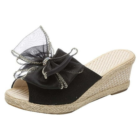 

Women s Sandal Casual Slipper Outdoor and Indoor Platform Wedge Sandals Clearance Sales Women s High Heels Shoes Linen Straw Sandals Wedges Casual Canvas Dress Slippers