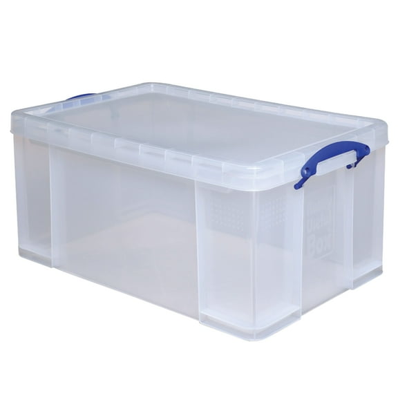 Really Useful Boxes(R) Plastic Storage Box, 64 Liters, 12 1/4in.H x 17 5/16in.W x 28in.D, Clear, 64C