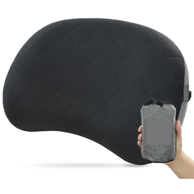 Ultralight Inflatable Camping Pillow with Soft Washable Cover, Compact Compressible Portable Travel Air Pillow for Outdoor Camp, Sport, Hiking, Backpacking Sleep (Grey)