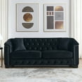 thumbnail image 2 of 77" 3 Seater Sofa, Modern Velvet Sofa with 2 Cushions , Tufted Backrests Couch with Tufted Backrests, Upholstered Sofa for Living Room, Bedroom, Apartment, Office, Black, 2 of 7