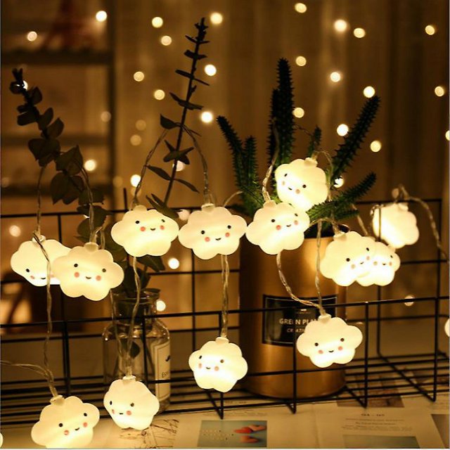 Children Cute Cloud With Face Shape Lamp Bedroom Light Corridor Decor Small Night Light 2M