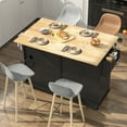thumbnail image 4 of ANPOO 55" Movable Kitchen Island with Drop Leaf and Power Outlet, Rolling Kitchen Cart with Rubber wood Countertop, Island Table on Wheels for Kitchen w/2 Drawers, Spice Rack, Adjustable Shelves, 4 of 9