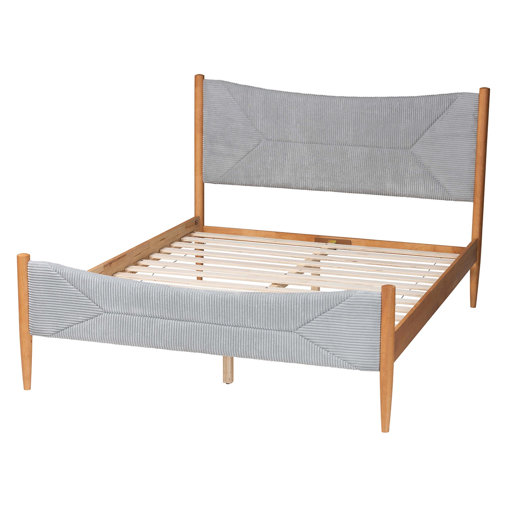 Baxton Studio Taylin Mid-Century Platform Bed, Queen, Grey