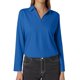 thumbnail image 1 of MHFRRA Camiseta de Manga Larga con Cuello En V y Solapa para Mujer, Color Liso, Talla 5 Azul, 1 of 3